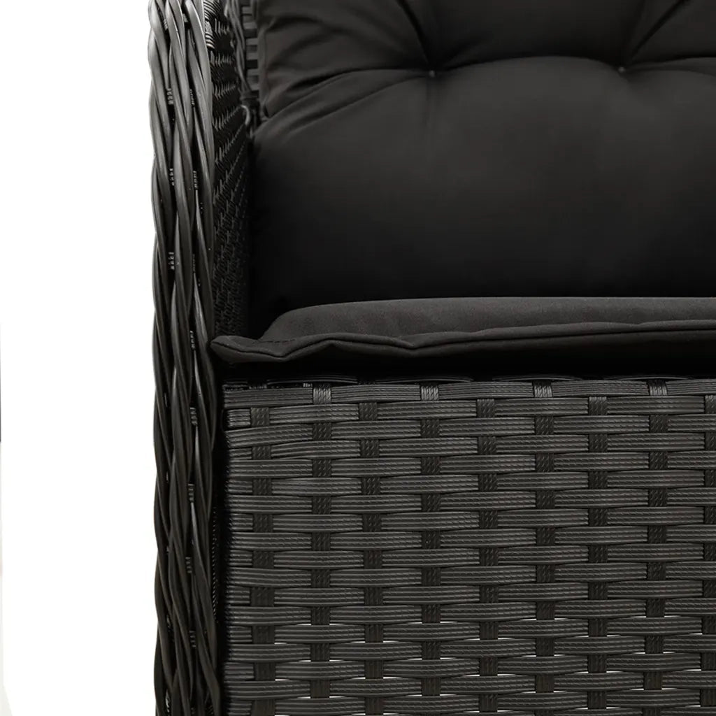 Set da Pranzo da Giardino 9 pz con Cuscini Nero in Polyrattan 3213526