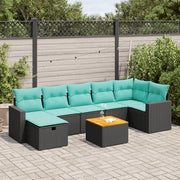 Set Divani da Giardino con Cuscini 8 pz Nero in Polyrattan 3325795