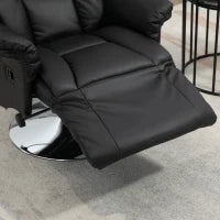 Poltrona Relax, Funzione Lettura, Ecopelle, Poggiapiedi, 150 kg, 78 x 80 x 109 cm, Nero