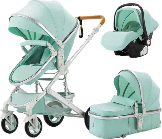 Buggy 3 in 1 - Wagonculla - Sedile Auto - Inclinabile - Verde/Turchese - 0-36 Mesi