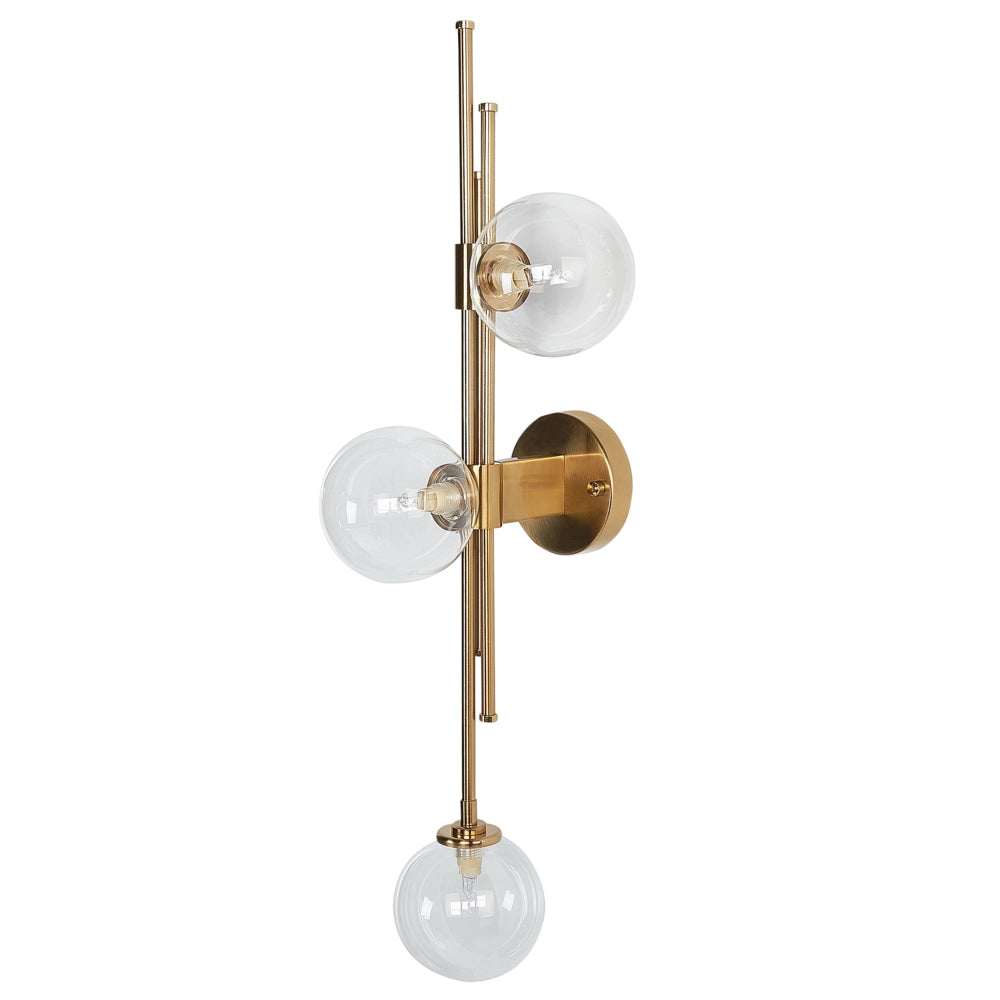 Lampada da parete in metallo e vetro oro a 3 luci Plafoniera di design moderno Glam