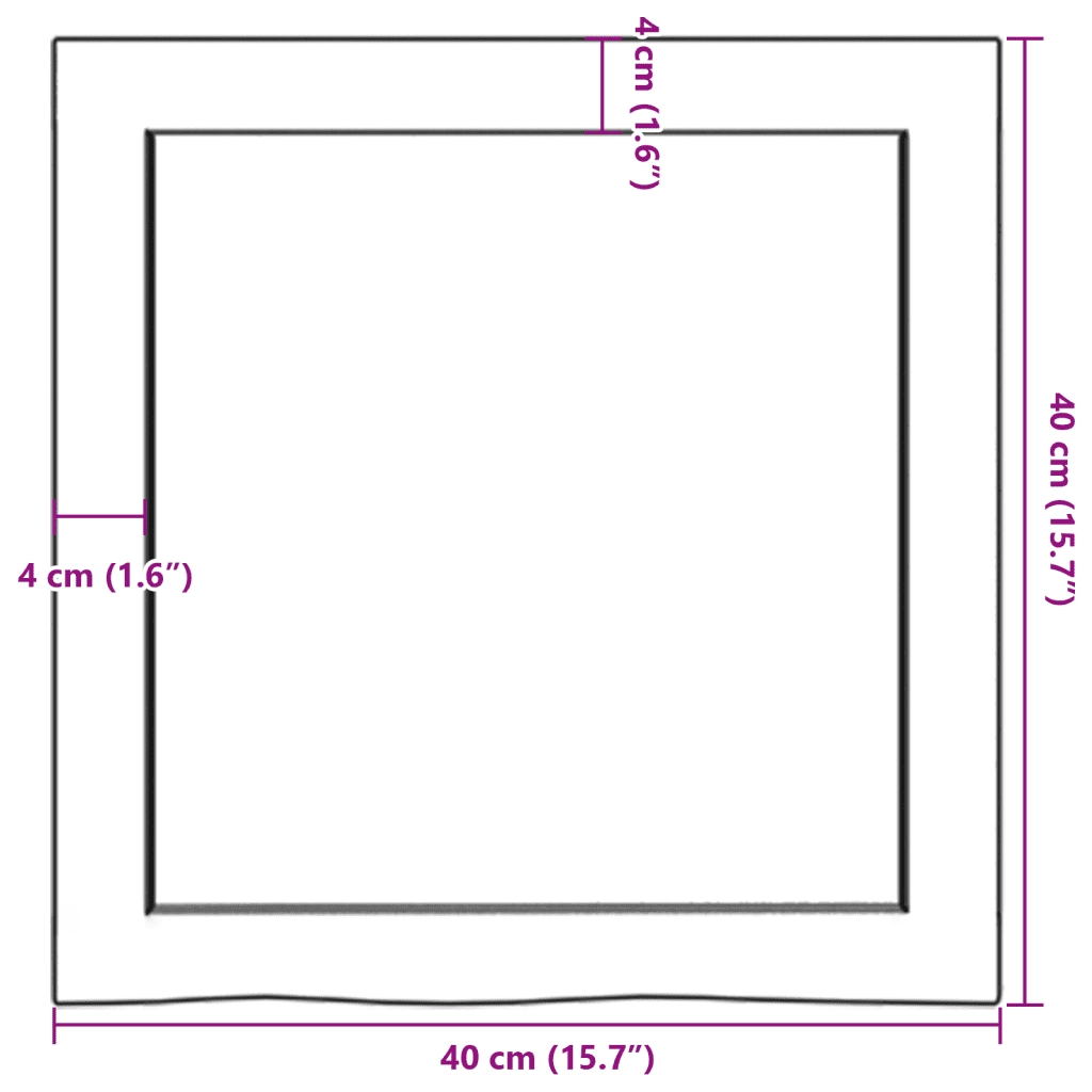 Piano Bagno 40x40x(2-4) cm in Legno Massello Non Trattato CFW6381534