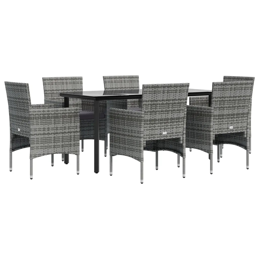 Set da Pranzo da Giardino 7 pz con Cuscini Grigio e Nero cod mxl 42812