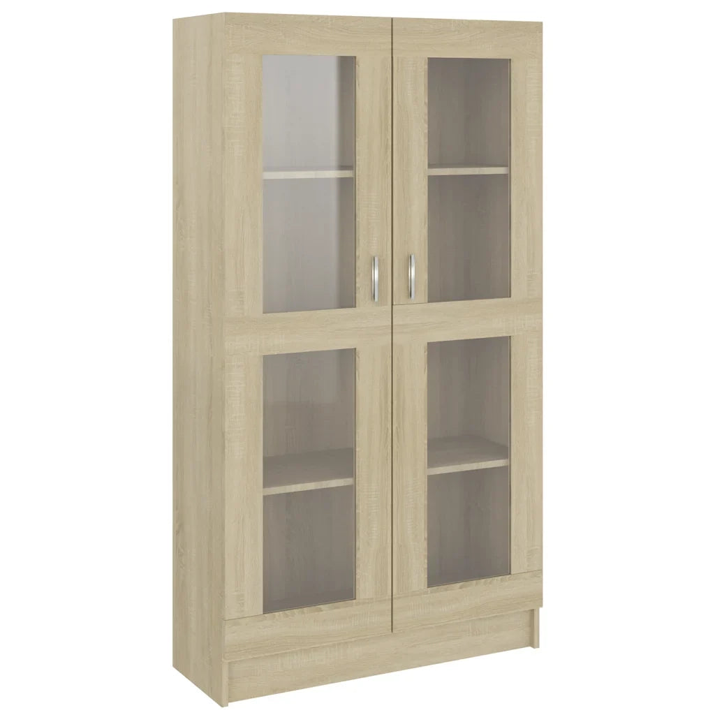 Vetrina classica 82,5 x 30,5 x 150 cm design pulito versatile in legno ingegnerizzato rovere Sonoma 02_0047757