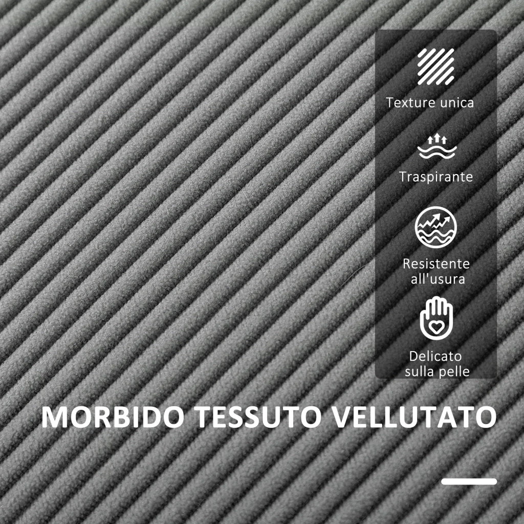Divano 2 posti con contenitore ¨C Xylo ¨C Tessuto effetto velluto grigio, legno, 140x63x79 cm