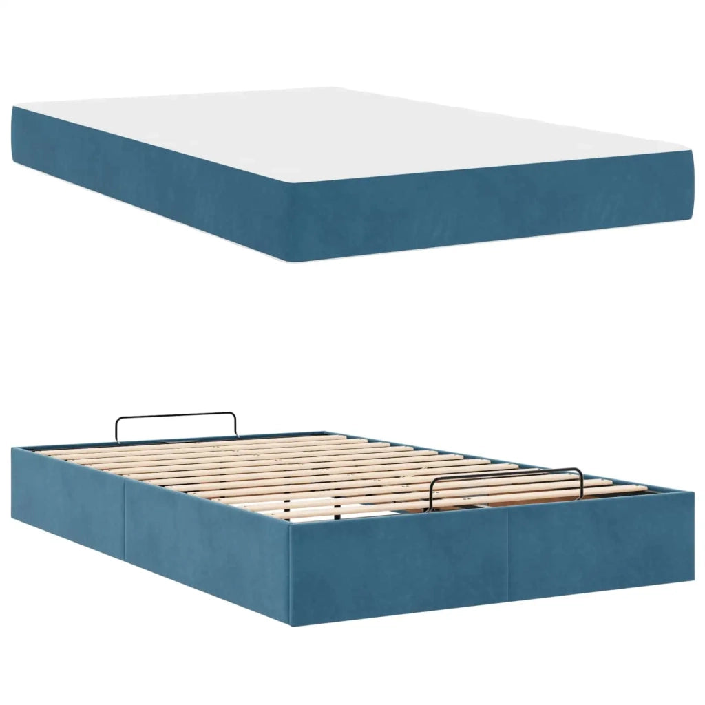 Struttura letto con materasso con materasso 2 pcs Blu Velluto