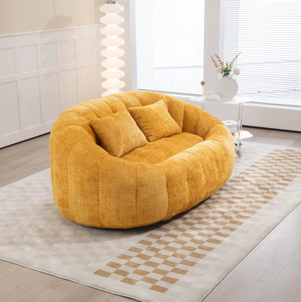 Divano lounge in ciniglia giallo con schiuma memory 150 cm