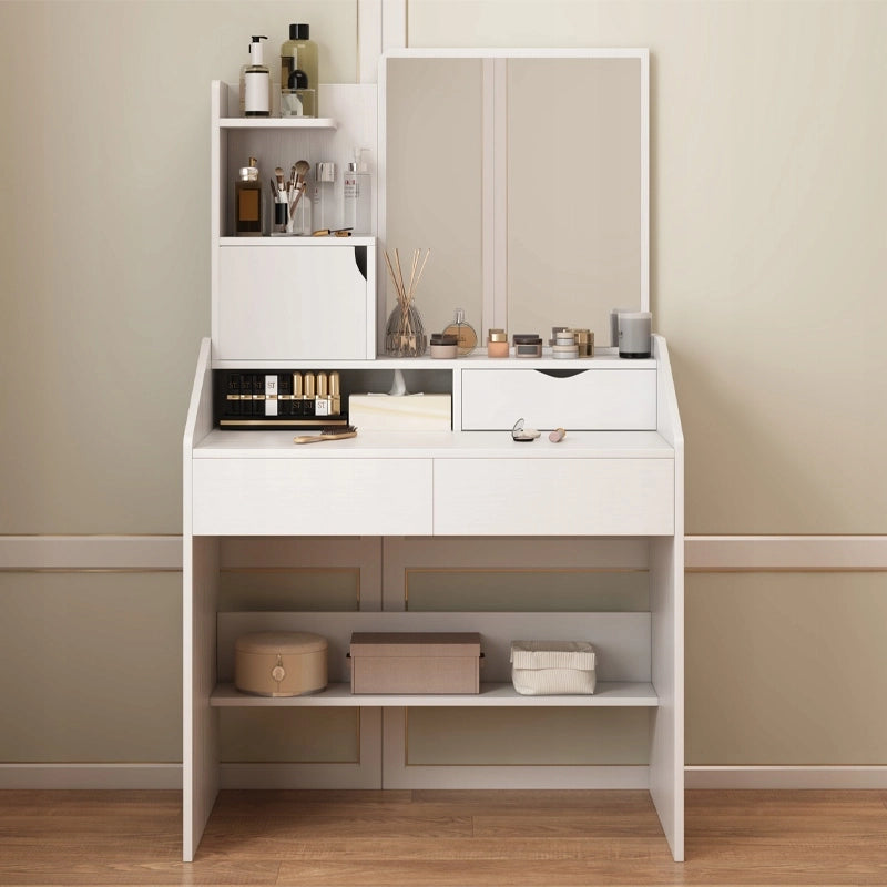 Grande toeletta bianca con specchio per il trucco, stile scandinavo