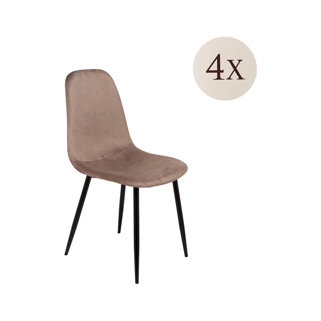 Set di 4 sedie Arter, Poltrona rivestita in velluto, Sedia da pranzo imbottita, Seduta per riunioni, 45x56h87 cm, Grigio