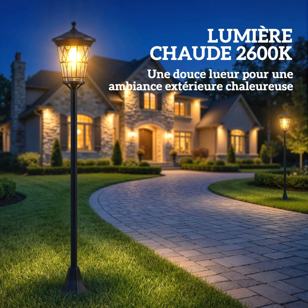 Lampione Solare da Giardino ¨C zephmum ¨C 186 cm Nero Acciaio Inox