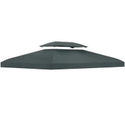 Copertura per Gazebo 4x3 m a 2 Livelli in Poliestere con Cinghie e 10 Fori di Drenaggio, Grigio Antracite