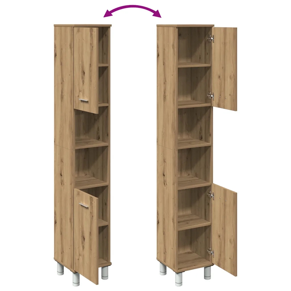 Mobiletto da Bagno Rovere Artigianale Legno Multistrato