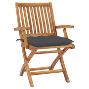 Sedie da Giardino Pieghevoli con Cuscini 4 pz Massello di Teak 3072738