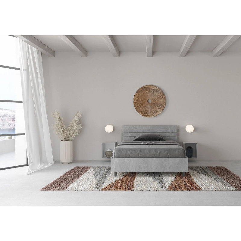 Letto 1 piazza e mezza 120x200 cm testata inclinata con doghe Ankel - Senza rete,Grigio