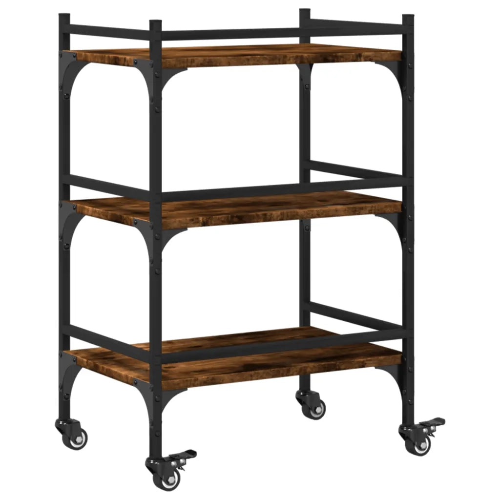 Carrello da Cucina-Scaffale per Cucina Rovere Fumo 50x35x75,5 cm Legno Multistrato