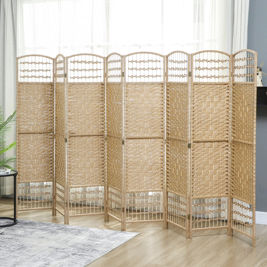 Paravento separatore ambienti in legno ¨C Xylo ¨C 8 pannelli pieghevoli 320x170 cm naturale