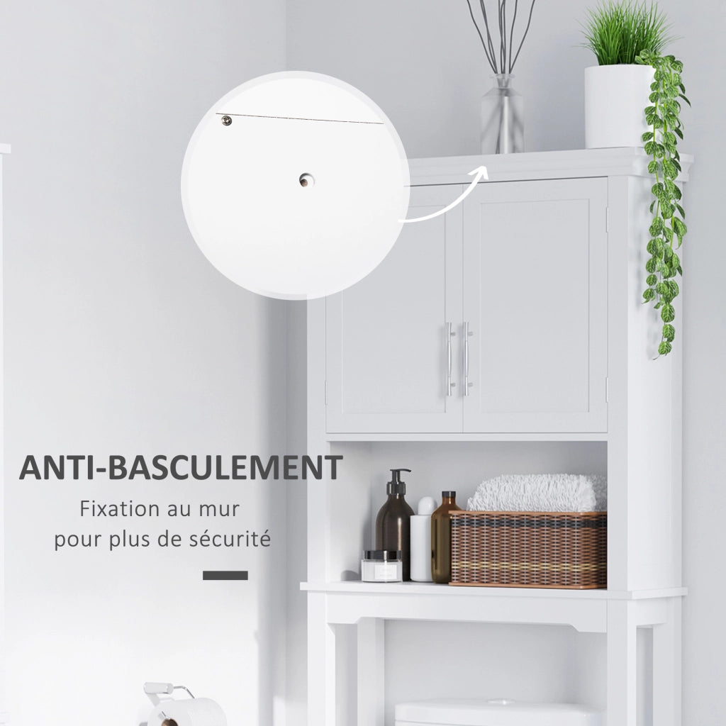 Mobile WC con armadietto doppia anta, ripiano regolabile e nicchia ¨C zephmum ¨C bianco 71x20.5x165 cm