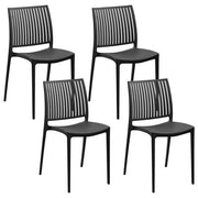 Set di 4 sedie da giardino in plastica sintetica, sedute da esterno impilabili nero