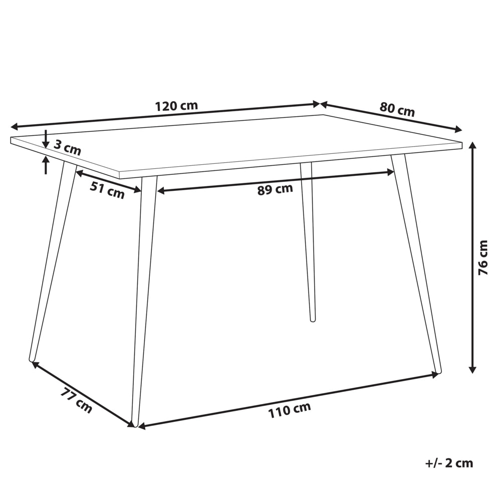 Tavolo da Pranzo Effetto Marmo Bianco Piano Gambe in Metallo Nero Rettangolare 120 x 80 cm per 4 Persone Stile Glamour Moderno