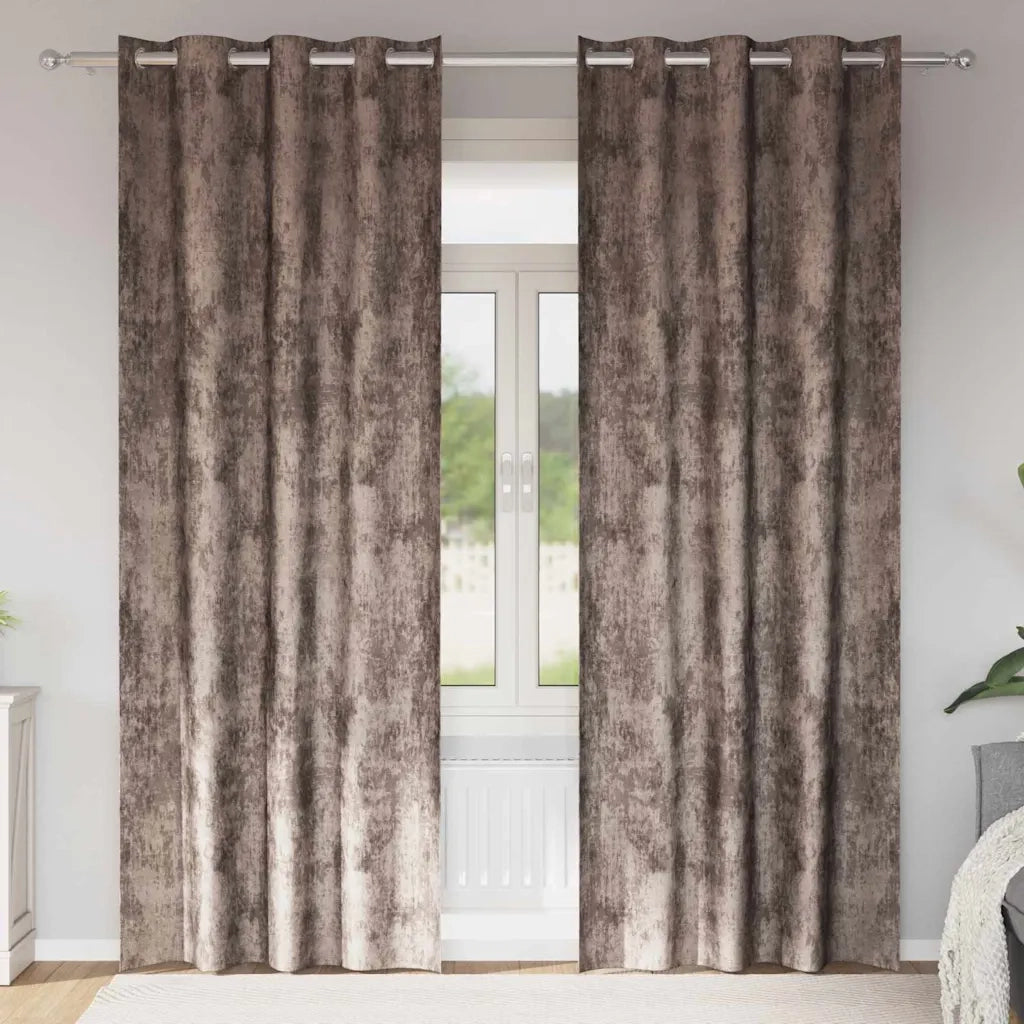 Tende in Velluto 2 pz Cappuccino 225 x 140 cm Velluto 4107670