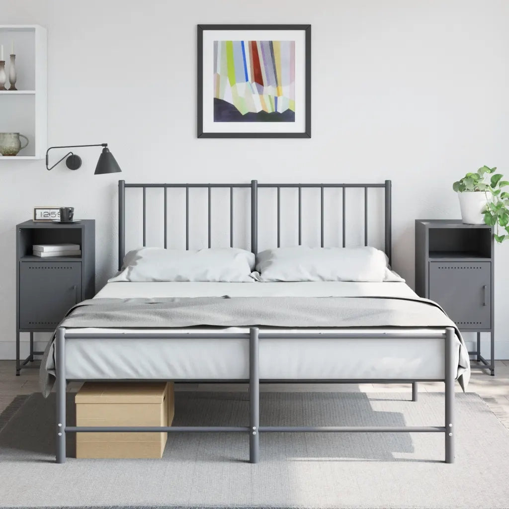 Comodini 2 pz-Set di 2 Tavolino da notte Antracite 36x39x78 cm in Acciaio 402715