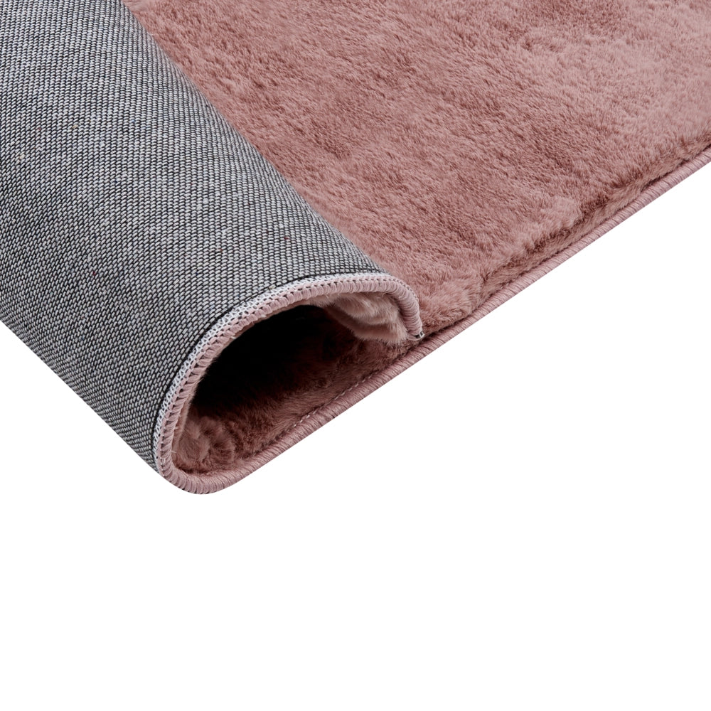 Tappeto Shaggy Artificiale di Coniglio in Pelliccia Ecologica Morbido e Soffice 80 x 150 cm Rosa