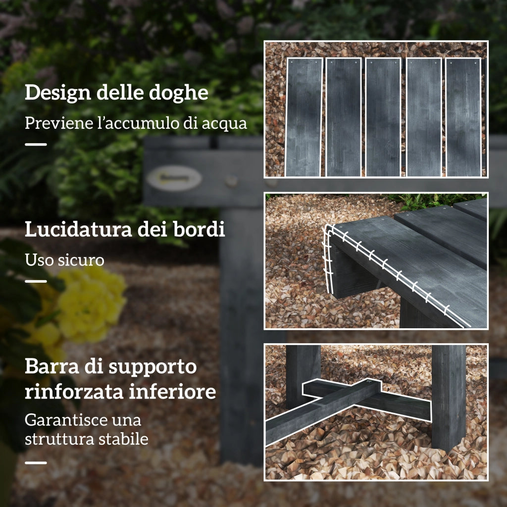 Panchina da Giardino a 2 Posti Impermeabile in Legno di Abete, 110x38x35 cm, Grigio