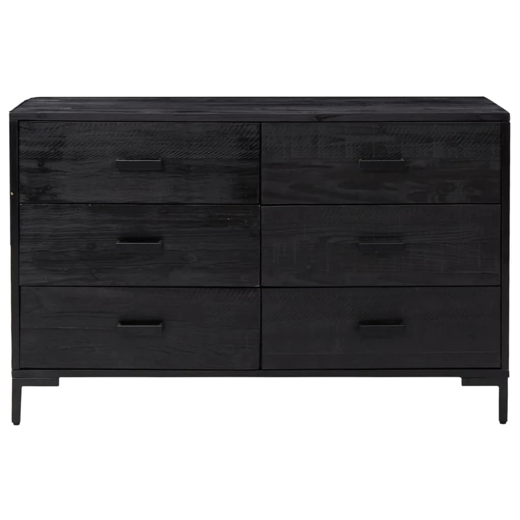 Buffet credenza cassettiera armadio mobile contenitore organizer per cucina soggiorno salotto 110 x 35 x 70 cm legno massello di pino nero 02_0035842