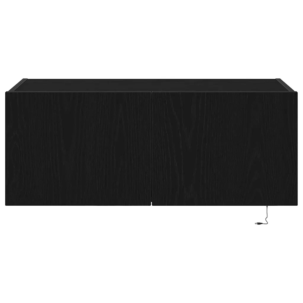 Mobile TV da parete-Mobile TV a Muro-Credenza TV Rovere Nero 80 x 35 x 31 cm