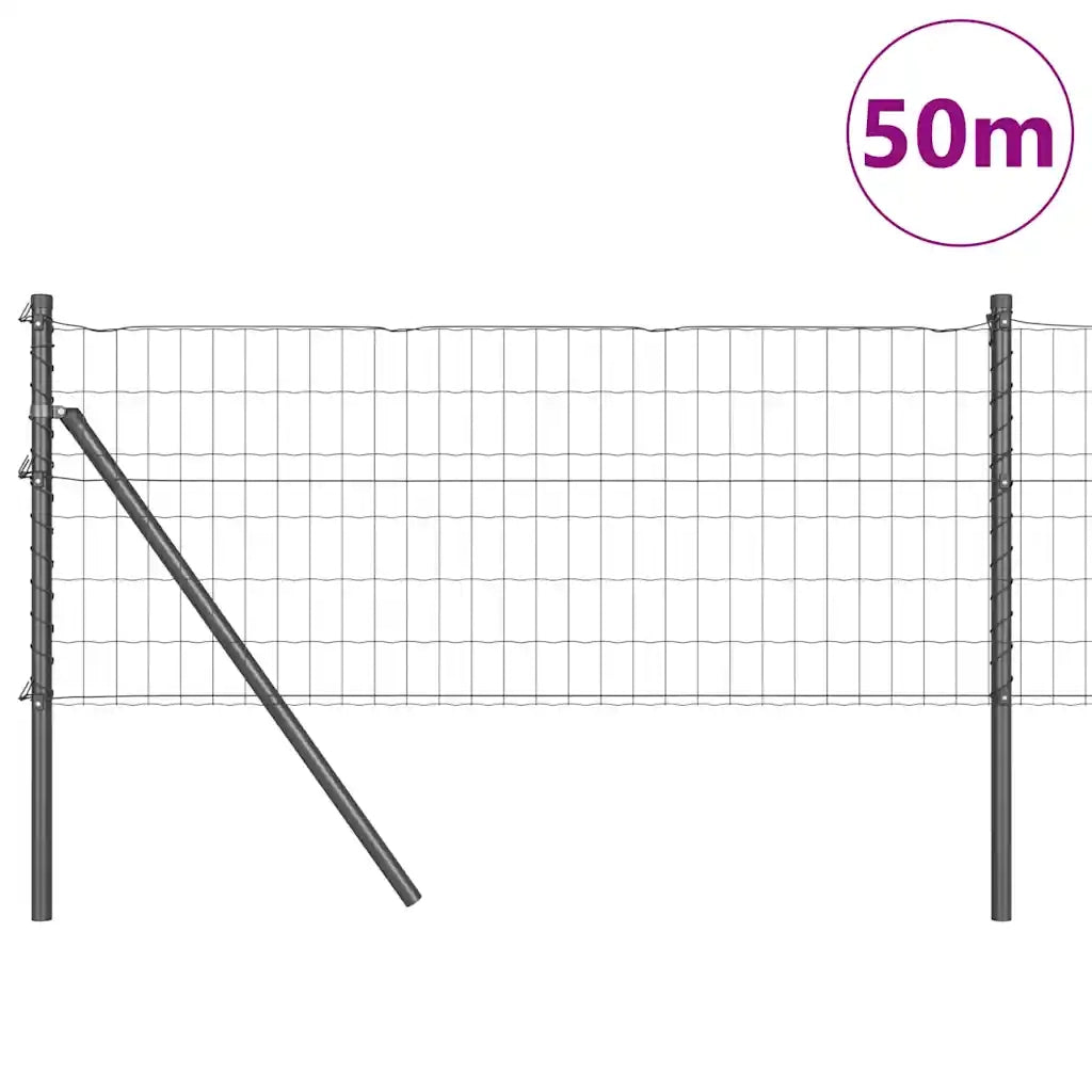 Recinzione con Posto Grigio 0,6 x 50 m Acciaio e PVC 3350431