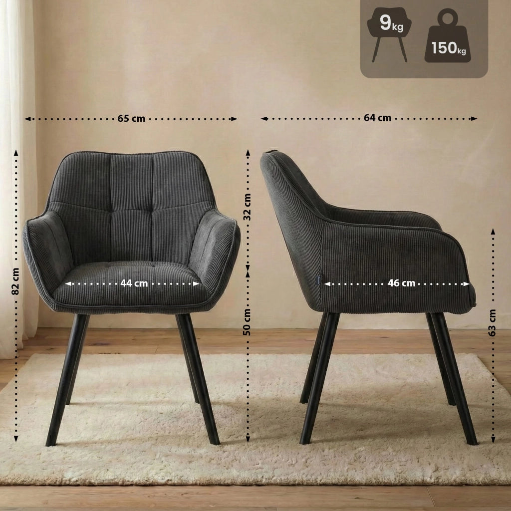 Sedia per sala da pranzo Vienna Cord nera 3