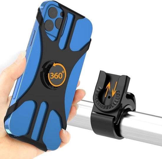 Supporto per smartphone 360 gradi girevole - universale per dispositivi da 4,5 a 7 pollici - robusto e leggero - silicone - adattabile per bicicletta e moto - assorbimento shock - supporto per bicicletta con giro 360 gradi