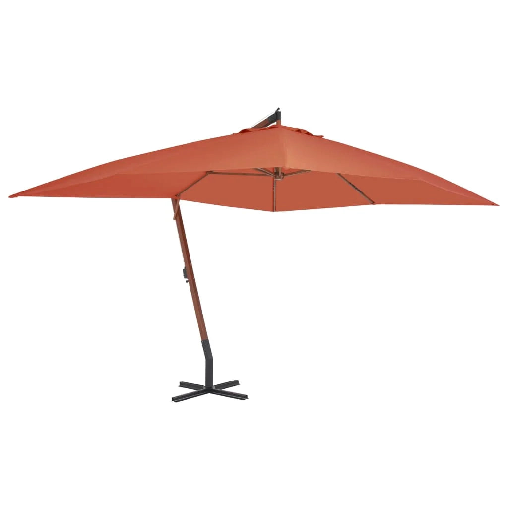 Ombrellone da giardino a sbalzo con palo in legno 400 x 300 cm terracotta 02_0008628