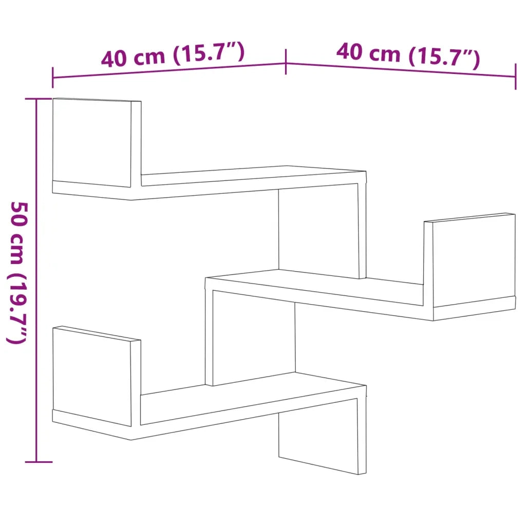 Scaffale Parete Angolo Rovere Anticato 40x40x50cm Multistrato 815205