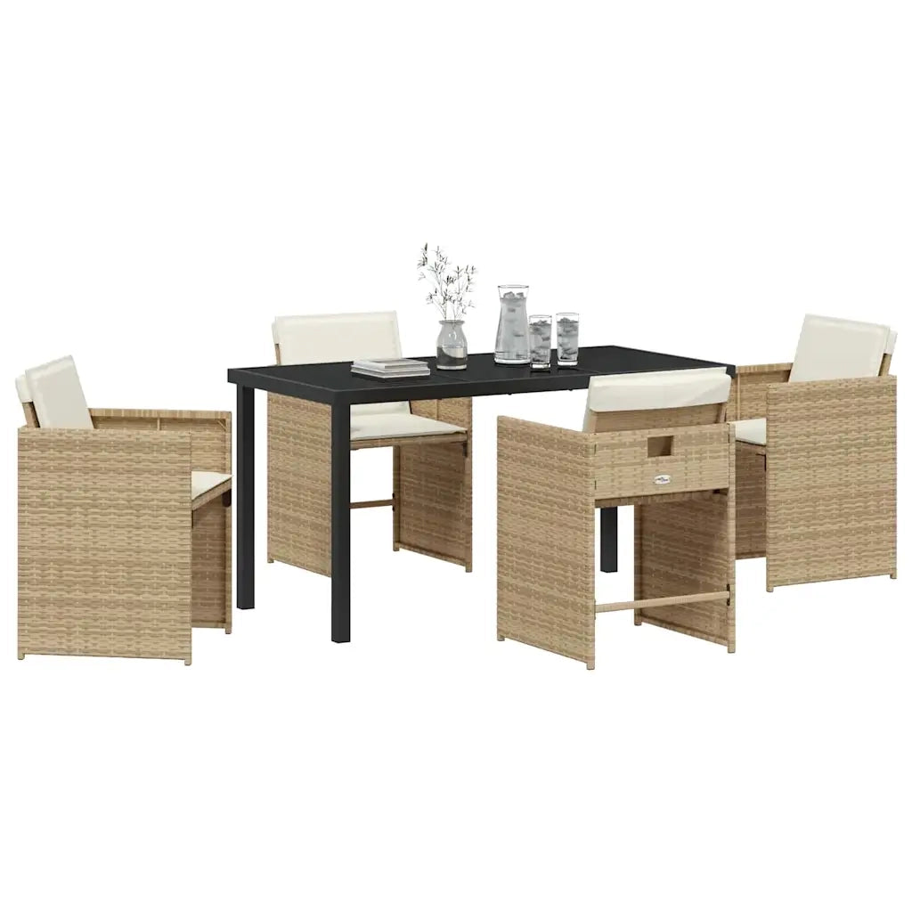 Set da Pranzo per Giardino 5 pcs Beige polyrattan