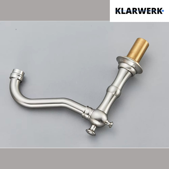 JULIAN | Rubinetto da bagno vintage a 3 fori argento spazzolato | Lavello in acciaio inossidabile retrò premium | Antico miscelatore 2 maniglie