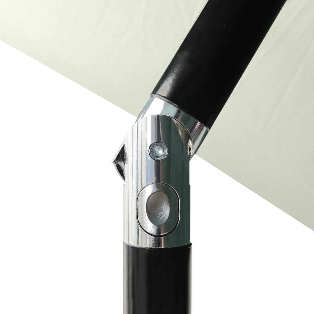 Ombrellone con LED e palo in acciaio color sabbia 2 x 3 m 02_0008070