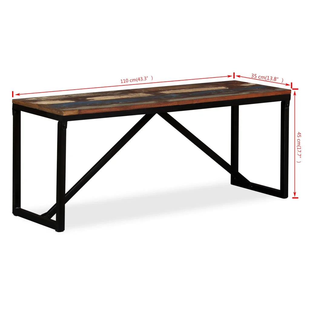 Panca-Sgabello in Legno Massello di Recupero 110x35x45 cm 781581