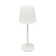 Lampada da tavolo LED ricaricabile per interni ed esterni, 2W, 3.7V 1200mAh, USB 5V 1A, luminosità regolabile, funzione memoria, IP65, bianca