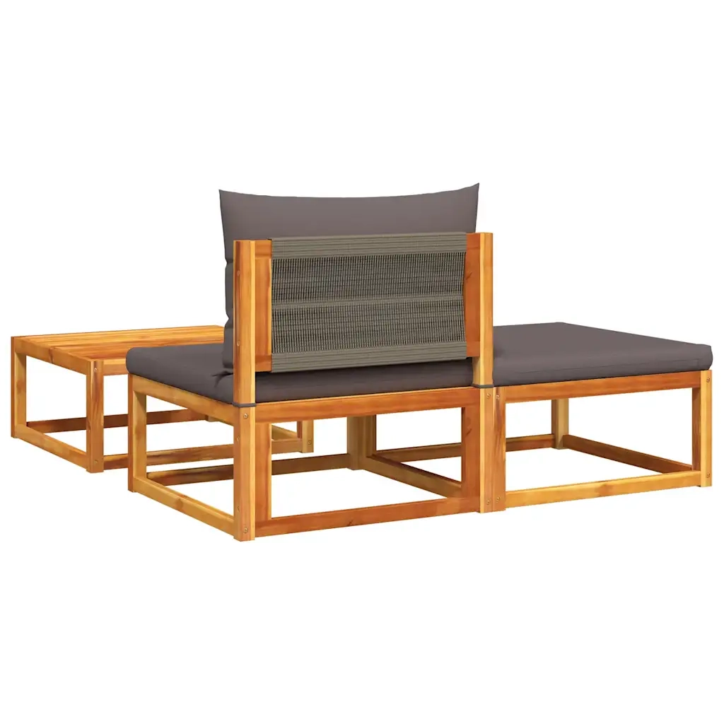 Set di divani da giardino 3 pezzi con cuscini in legno di acacia e corda 4008162