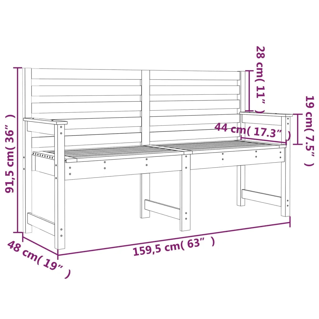 Panca da Giardino Ambra 159,5x48x91,5 cm Legno Massello di Pino