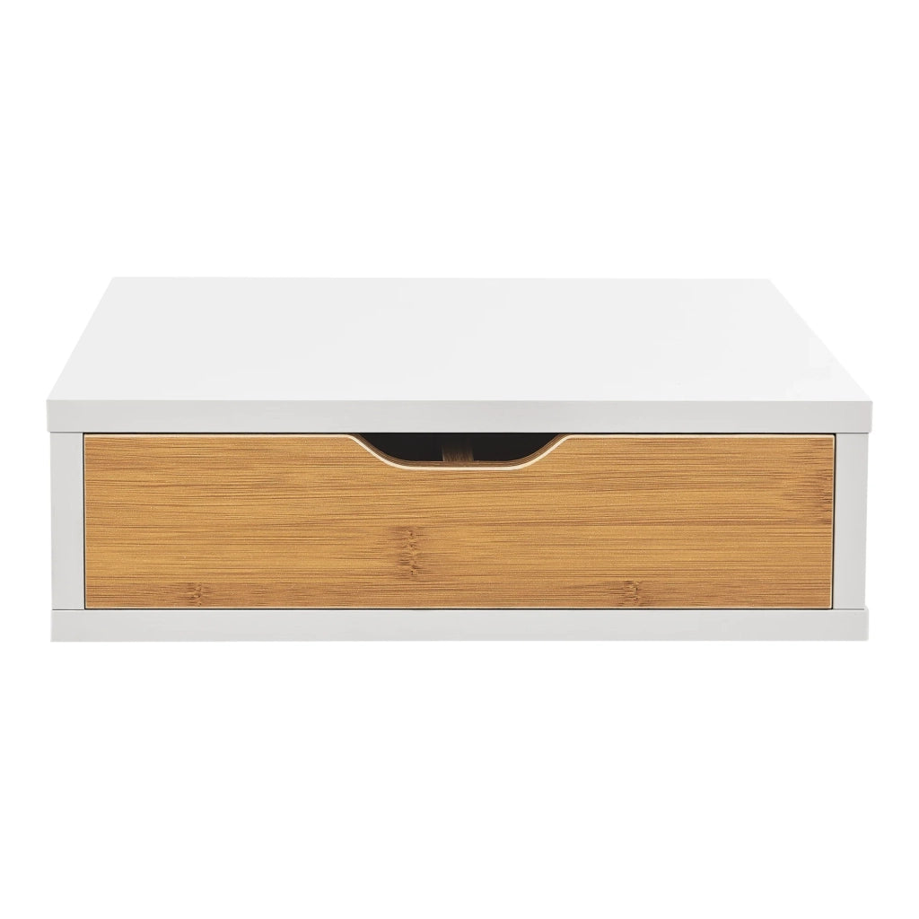 Organizer da scrivania in MDF 9 x 30 x 31 cm effetto bambù bianco 03_0006353