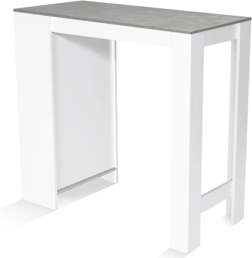 Tavolo alto da bar BARTH per 2-4 persone, legno bianco, piano effetto cemento