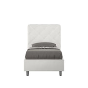 BS COM Letto singolo con rete imbottito 90x210 similpelle bianco