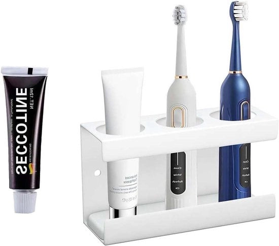 Otturatore da Parete Senza Forare per Spazzola Elettrica Design a 3 Fori Bianco Assorbimento d'Acqua e Resistenza all'Umido