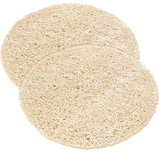 Due ronde supporti per bicchieri e calici - supporti per bicchieri in rame 9 cm decorativi e termoresistenti per uso domestico e ristorante - realizzati in loofah
