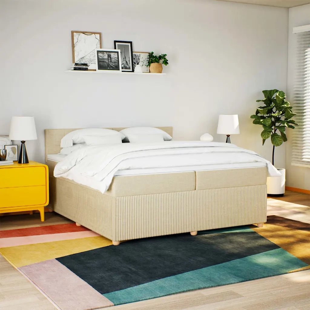 Giroletto a Molle con Materasso Crema 200x200 cm in Tessuto
