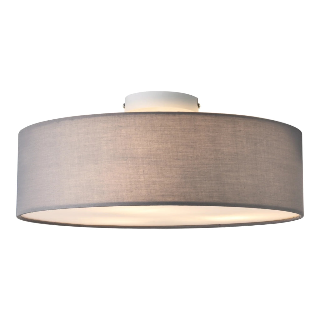 Moderna ed elegante plafoniera con 3 attacchi E27 plastica tessuto organza diametro 45 cm grigio e bianco 03_0005933