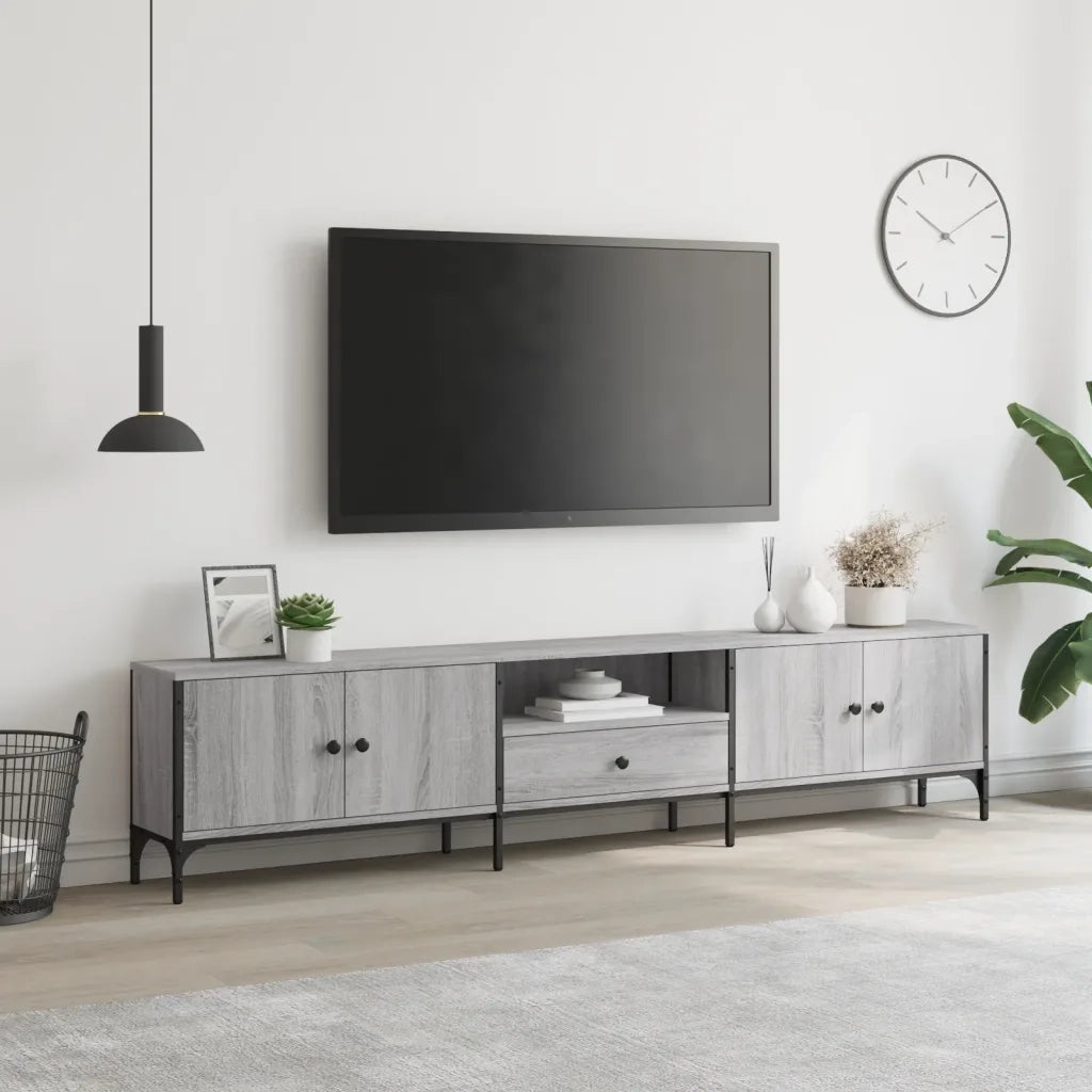 Mobile TV Cassetto Grigio Sonoma 200x25x44 cm Legno Multistrato 838991