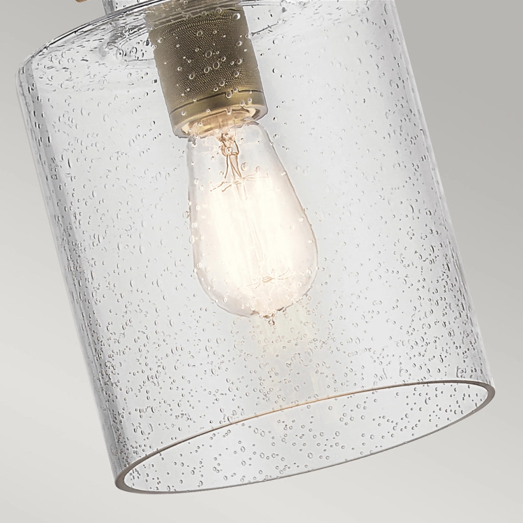 Sospensione Industrial Nordico Kitner Acciaio Ottone Vetro 1 Luce E27